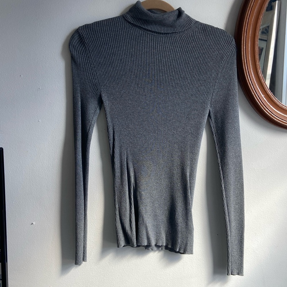 Express gray, turtleneck, fitted sweater